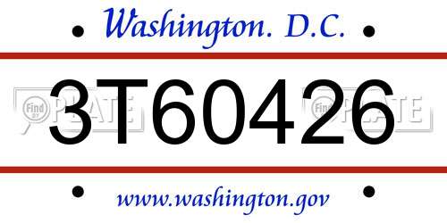 3T60426 District Of Columbia License Plate
