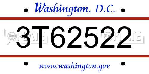 3T62522 District Of Columbia License Plate