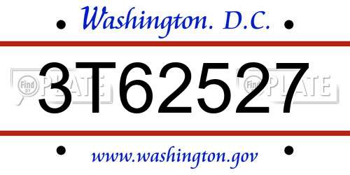 3T62527 District Of Columbia License Plate
