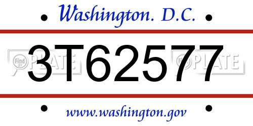 3T62577 District Of Columbia License Plate