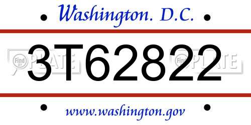 3T62822 District Of Columbia License Plate