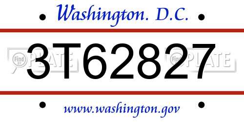 3T62827 District Of Columbia License Plate
