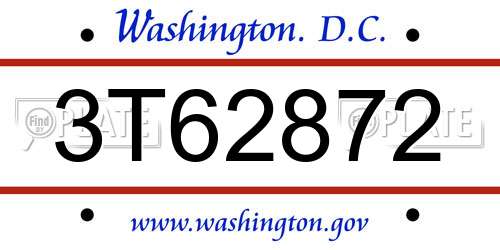 3T62872 District Of Columbia License Plate