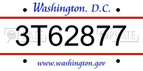3T62877 District Of Columbia License Plate