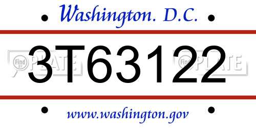 3T63122 District Of Columbia License Plate
