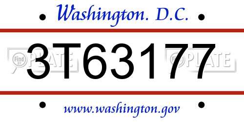 3T63177 District Of Columbia License Plate