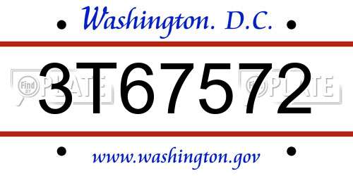 3T67572 District Of Columbia License Plate
