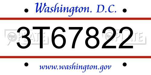 3T67822 District Of Columbia License Plate