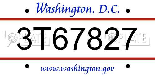 3T67827 District Of Columbia License Plate