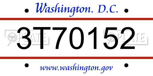 3T70152 District Of Columbia License Plate