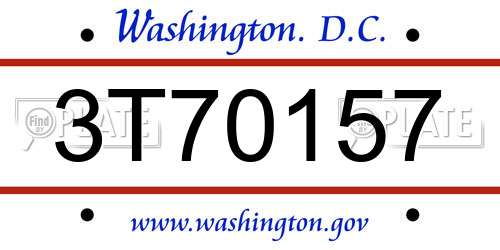 3T70157 District Of Columbia License Plate