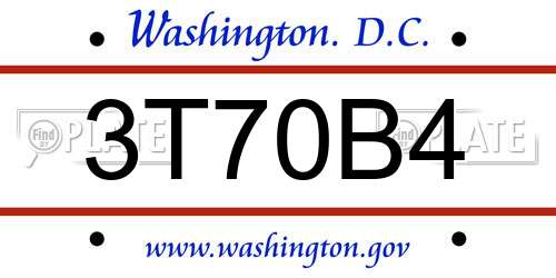 3T70B4 District Of Columbia License Plate
