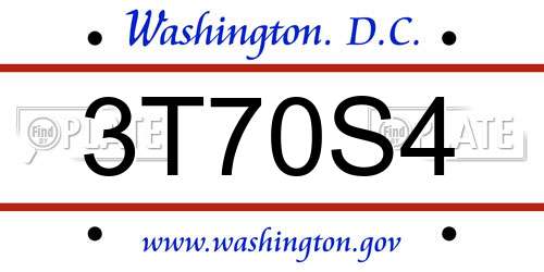 3T70S4 District Of Columbia License Plate