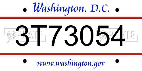 3T73054 District Of Columbia License Plate