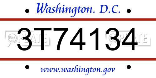 3T74134 District Of Columbia License Plate