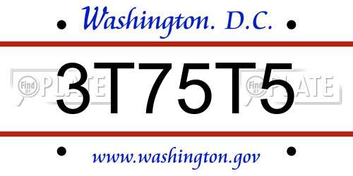 3T75T5 District Of Columbia License Plate