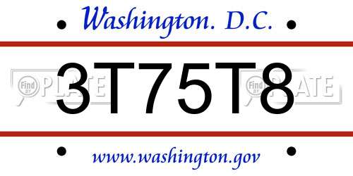 3T75T8 District Of Columbia License Plate
