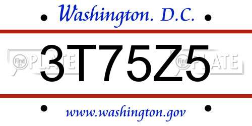 3T75Z5 District Of Columbia License Plate