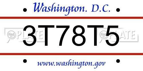3T78T5 District Of Columbia License Plate