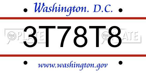 3T78T8 District Of Columbia License Plate