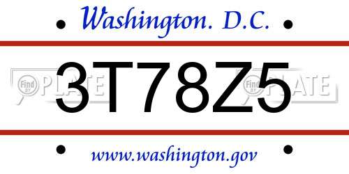 3T78Z5 District Of Columbia License Plate