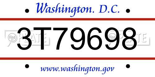 3T79698 District Of Columbia License Plate