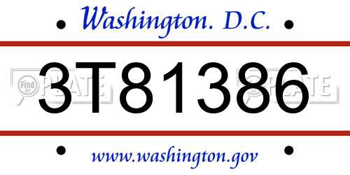 3T81386 District Of Columbia License Plate