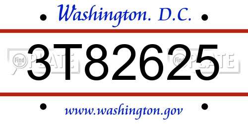 3T82625 District Of Columbia License Plate