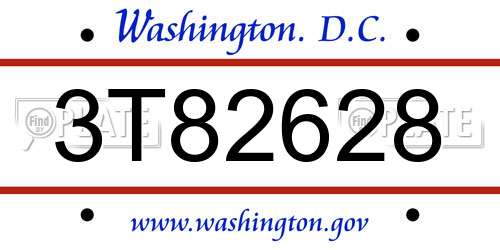 3T82628 District Of Columbia License Plate