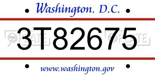 3T82675 District Of Columbia License Plate