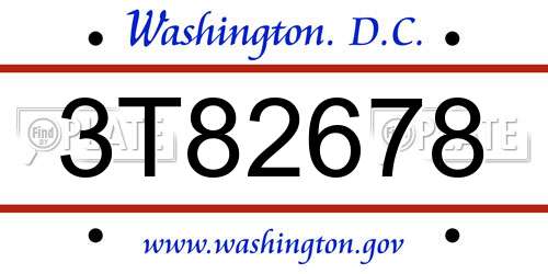 3T82678 District Of Columbia License Plate