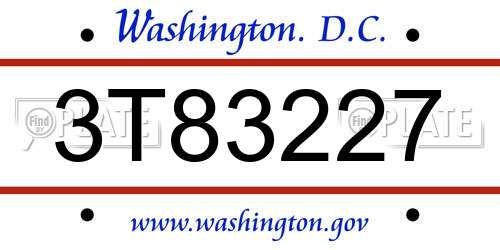 3T83227 District Of Columbia License Plate