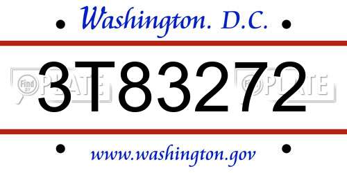 3T83272 District Of Columbia License Plate