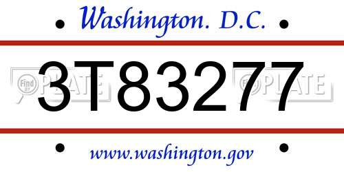 3T83277 District Of Columbia License Plate