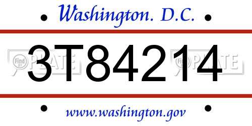 3T84214 District Of Columbia License Plate