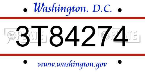 3T84274 District Of Columbia License Plate