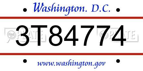 3T84774 District Of Columbia License Plate