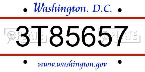 3T85657 District Of Columbia License Plate