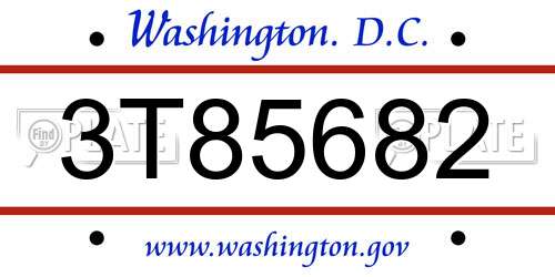 3T85682 District Of Columbia License Plate