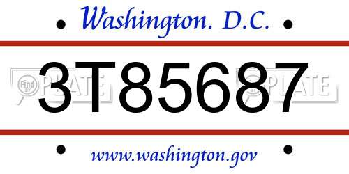 3T85687 District Of Columbia License Plate