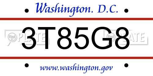 3T85G8 District Of Columbia License Plate