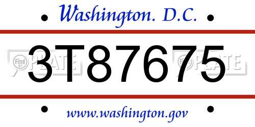 3T87675 District Of Columbia License Plate