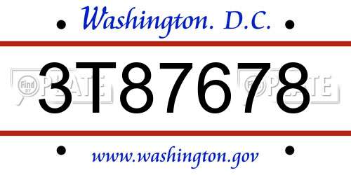 3T87678 District Of Columbia License Plate