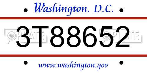 3T88652 District Of Columbia License Plate
