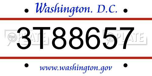 3T88657 District Of Columbia License Plate