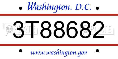 3T88682 District Of Columbia License Plate
