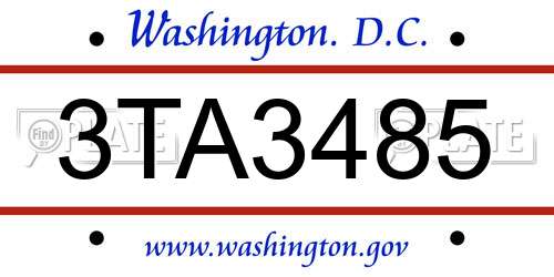 3TA3485 District Of Columbia License Plate