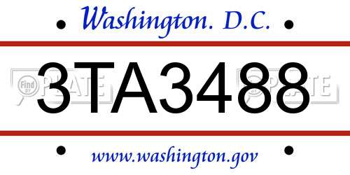 3TA3488 District Of Columbia License Plate