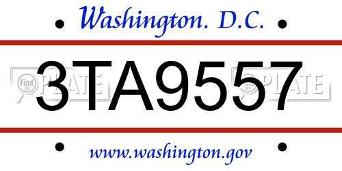 3TA9557 District Of Columbia License Plate