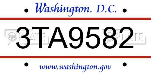 3TA9582 District Of Columbia License Plate